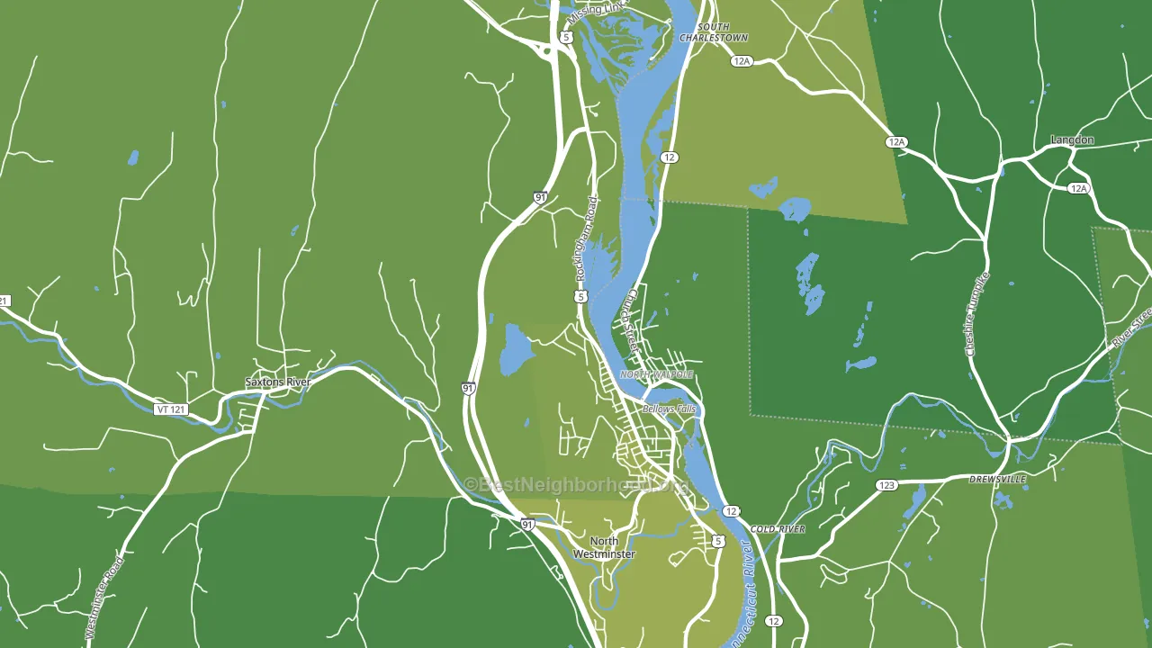 Bellows Falls, VT block-group voter-turnout map