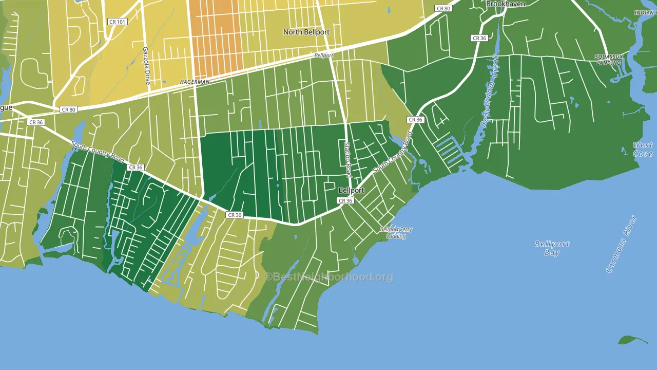 Bellport, NY block-group voter-turnout map