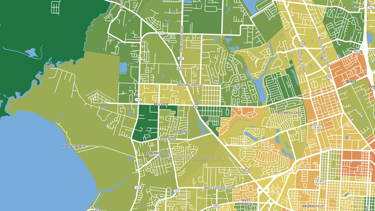 Bellview, FL block-group voter-turnout map
