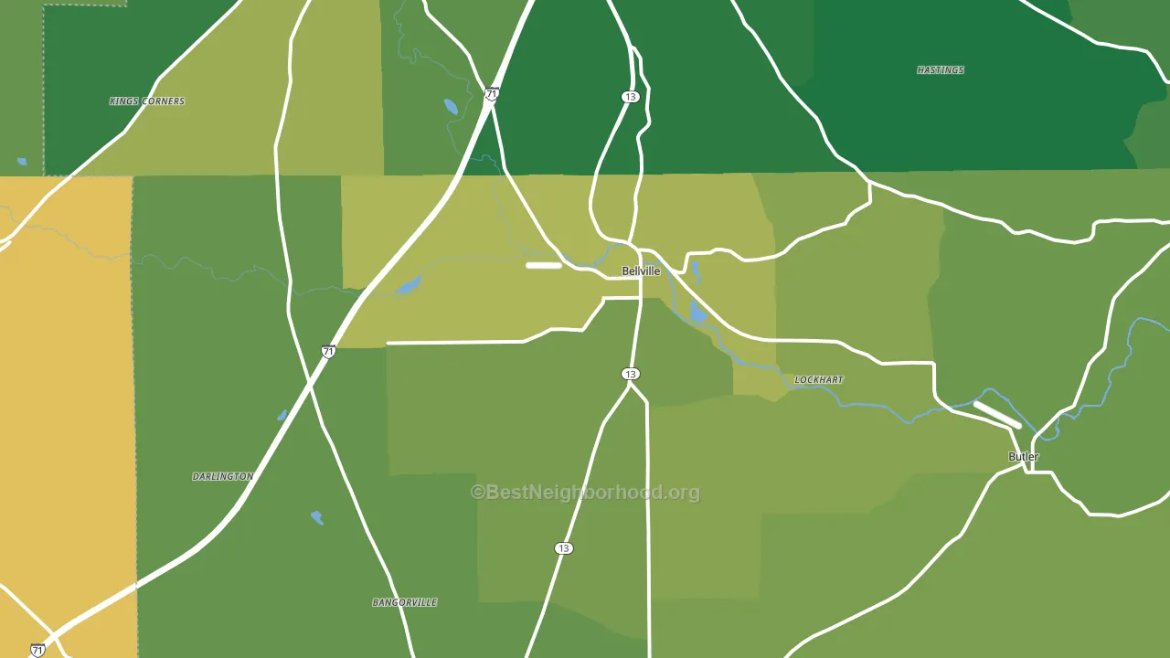 Bellville, OH block-group voter-turnout map