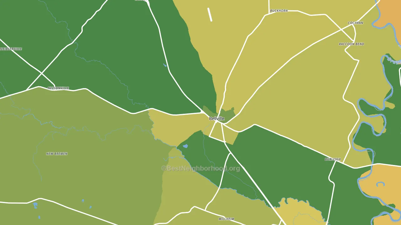 Bellville, TX block-group voter-turnout map