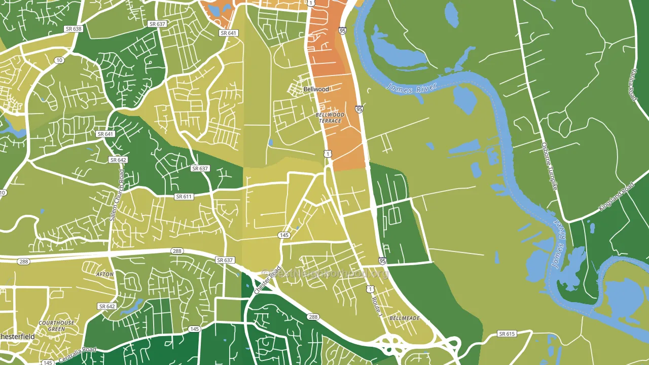 Bellwood, VA block-group voter-turnout map