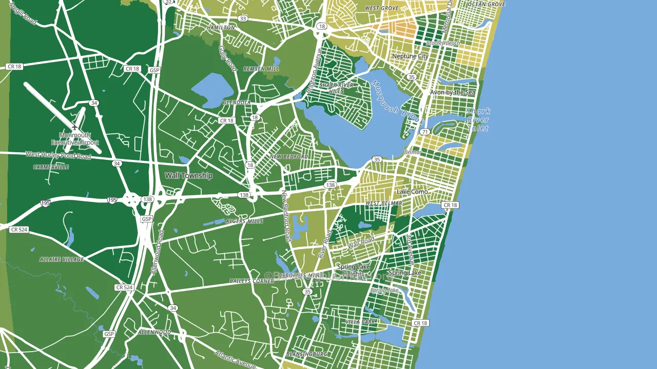 Belmar, NJ block-group voter-turnout map