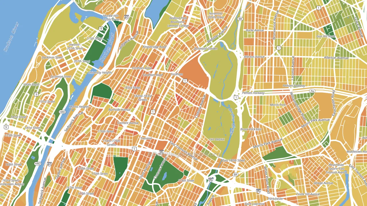 Belmont, Bronx, NY block-group voter-turnout map