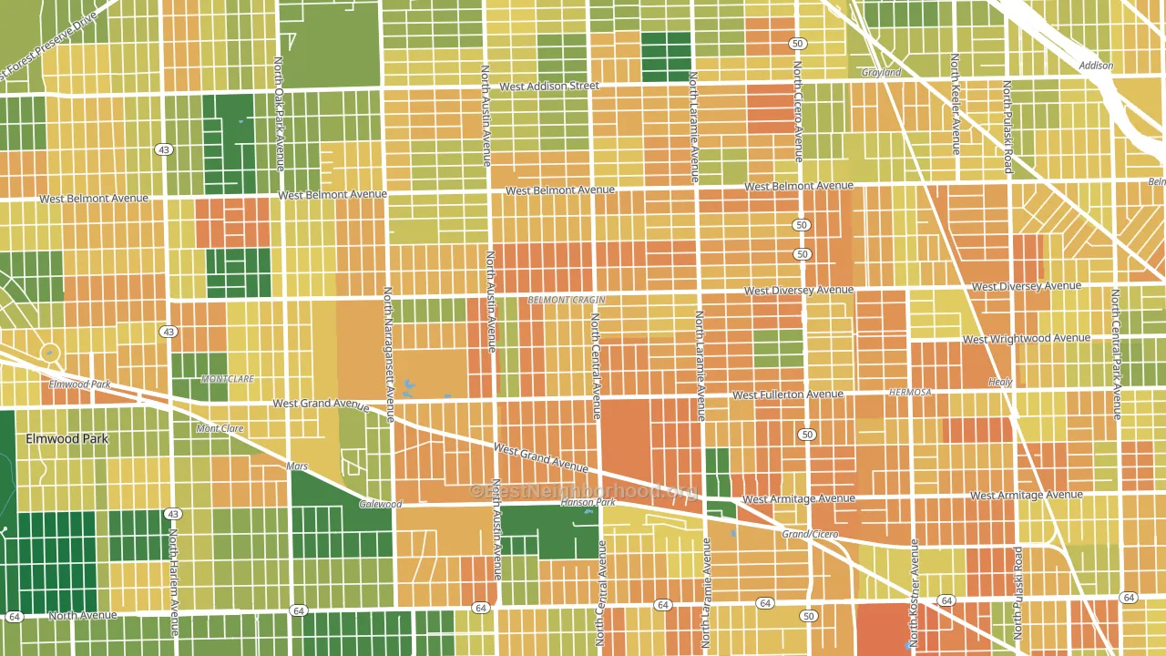 Belmont Cragin, Chicago, IL block-group voter-turnout map