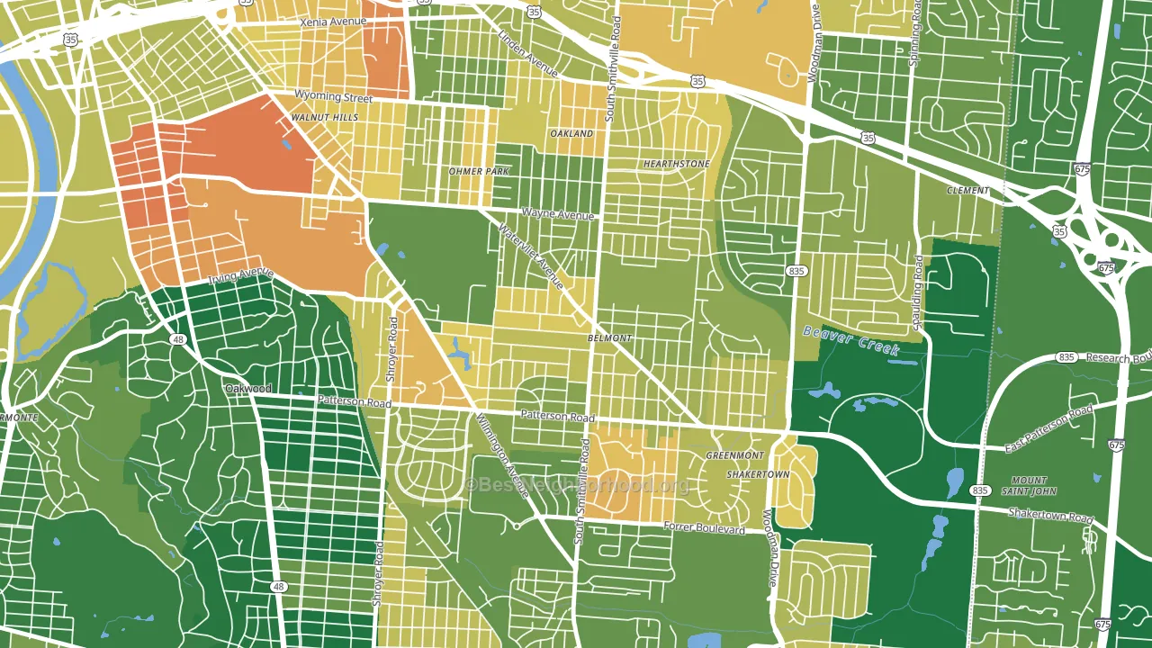 Belmont, Dayton, OH block-group voter-turnout map