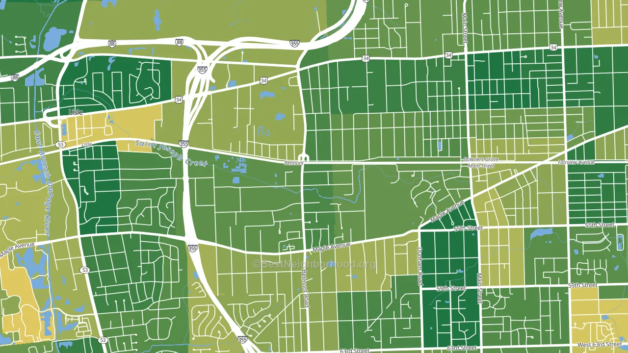 Belmont, Downers Grove, IL block-group voter-turnout map