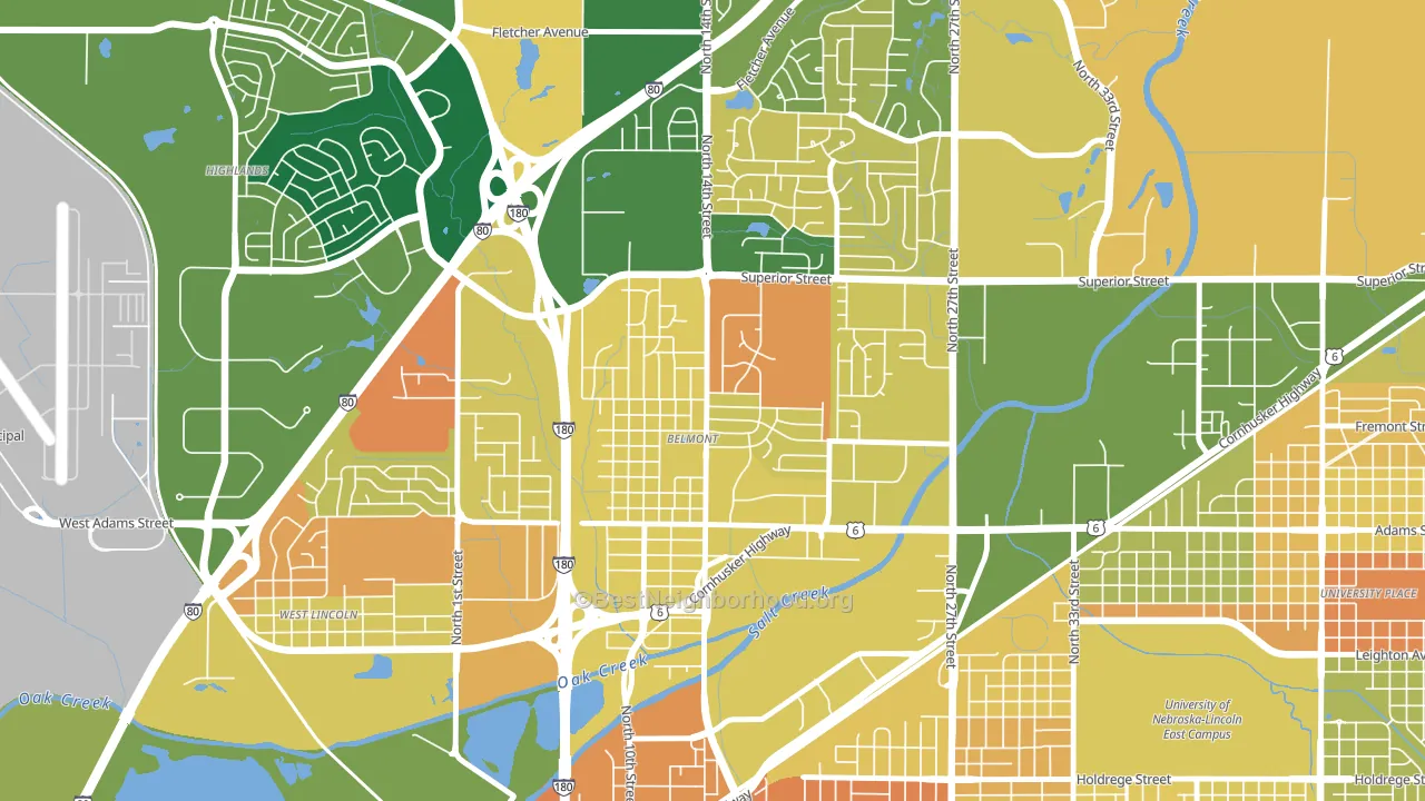 Belmont, Lincoln, NE block-group voter-turnout map