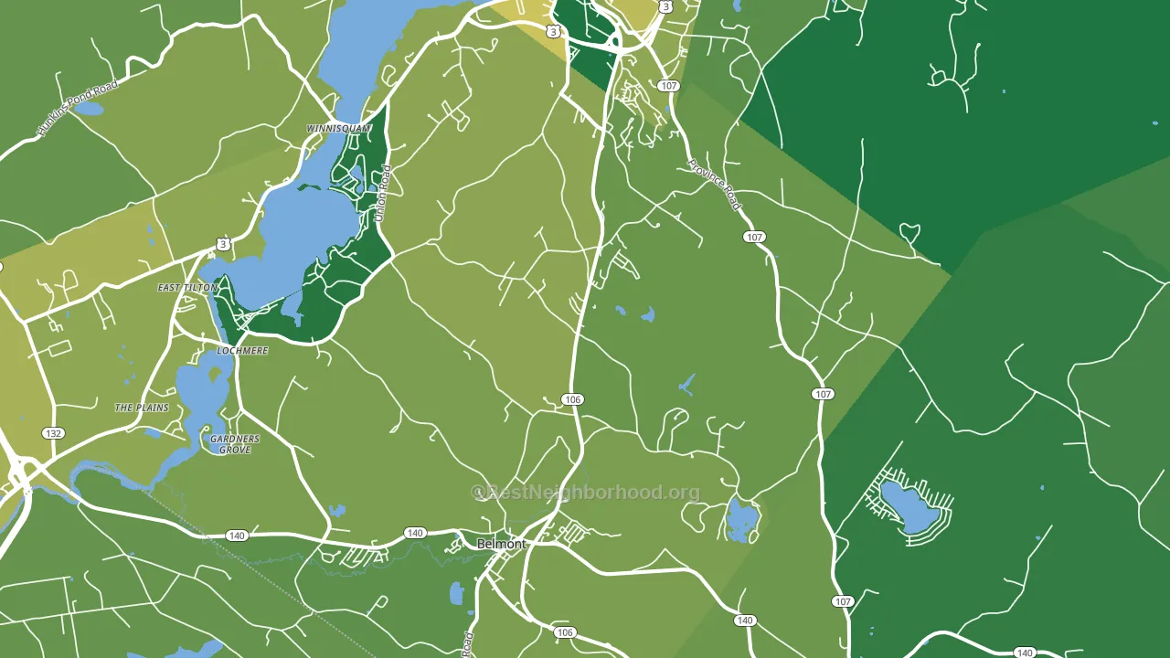 Belmont, NH block-group voter-turnout map