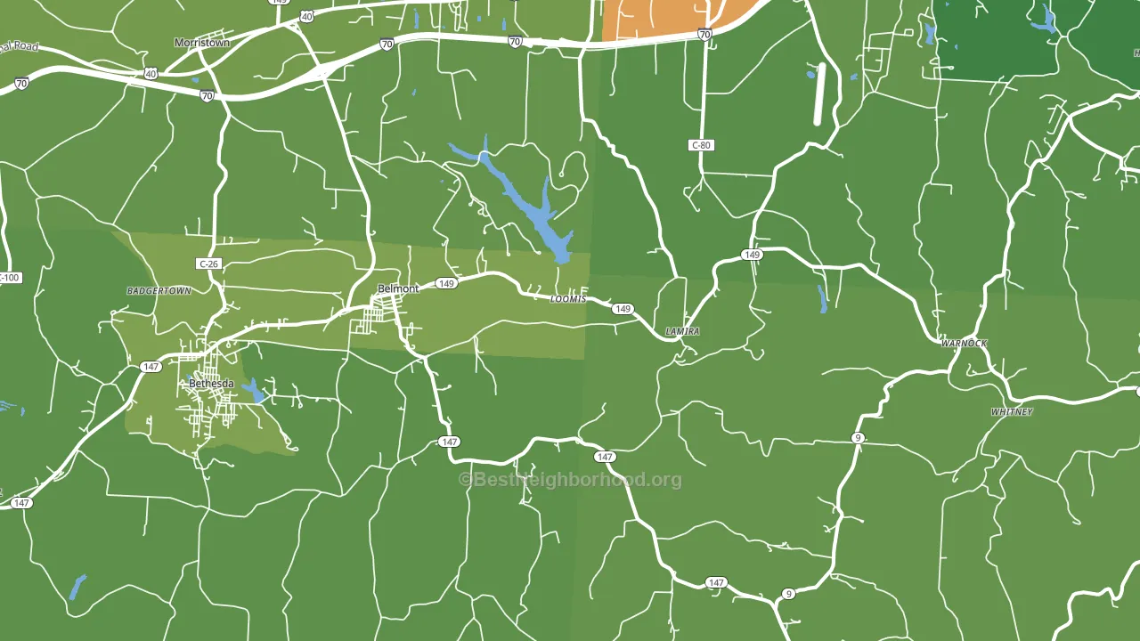 Belmont, OH block-group voter-turnout map