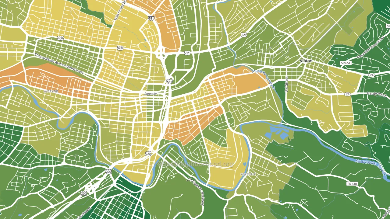 Belmont, Roanoke, VA block-group voter-turnout map