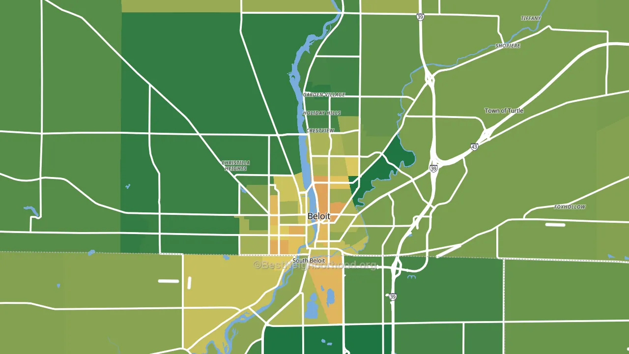 Beloit, WI block-group voter-turnout map