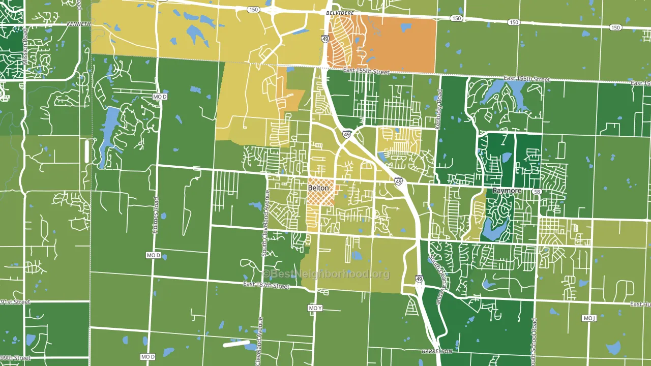 Belton, MO block-group voter-turnout map