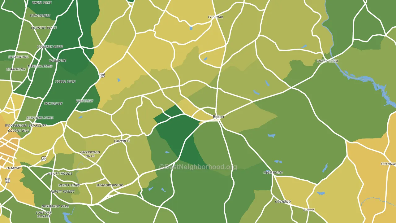 Belton, SC block-group voter-turnout map