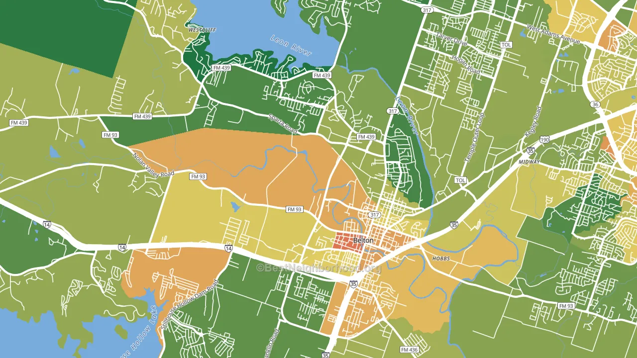 Belton, TX block-group voter-turnout map