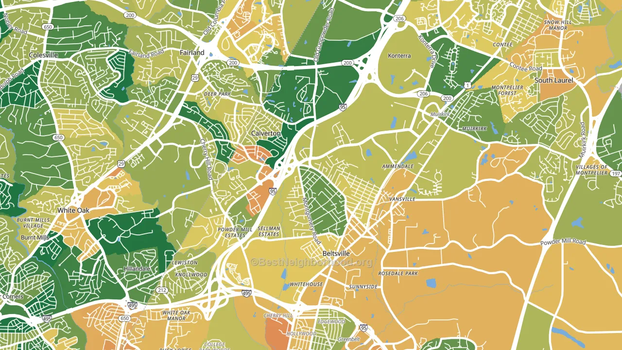 Beltsville, MD block-group voter-turnout map