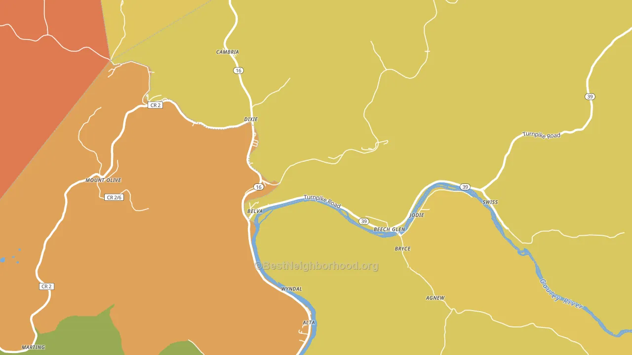 Belva, WV block-group voter-turnout map