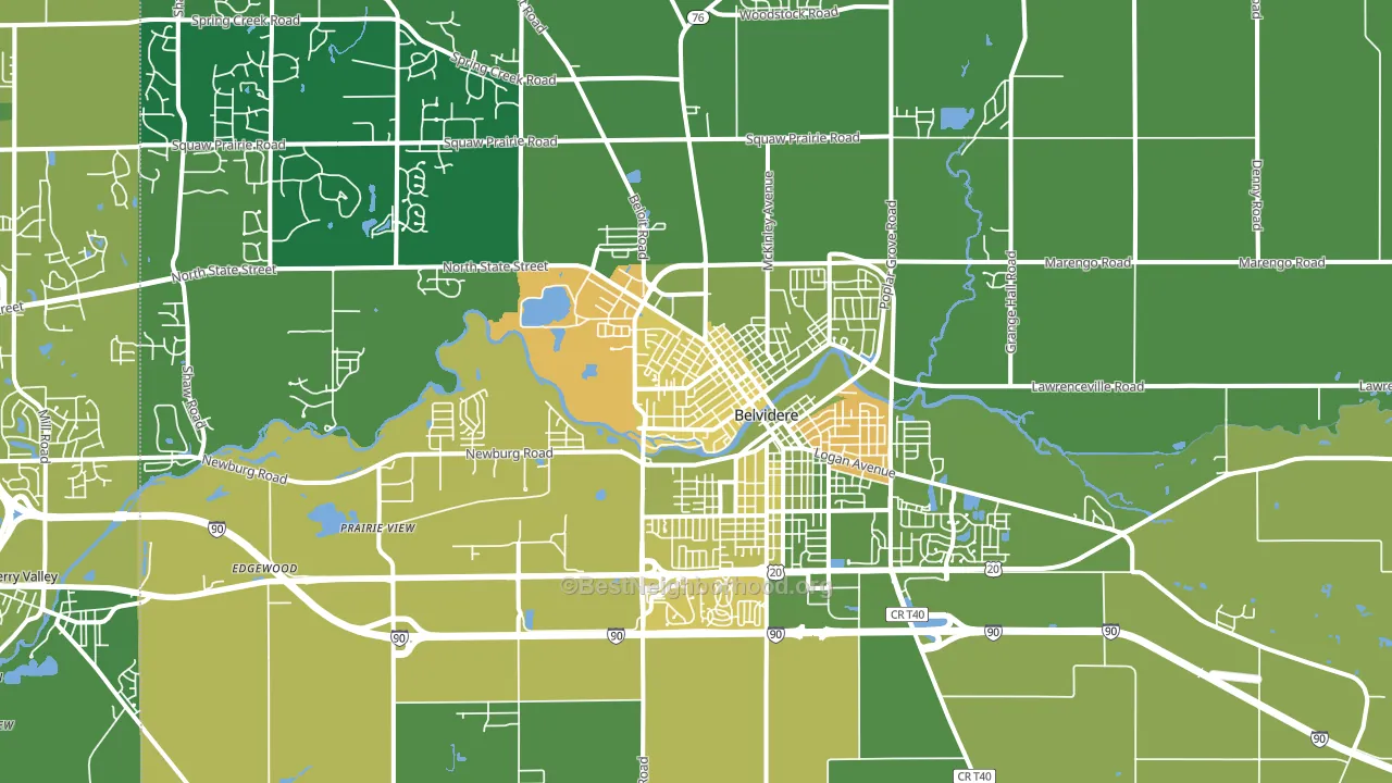 Belvidere, IL block-group voter-turnout map