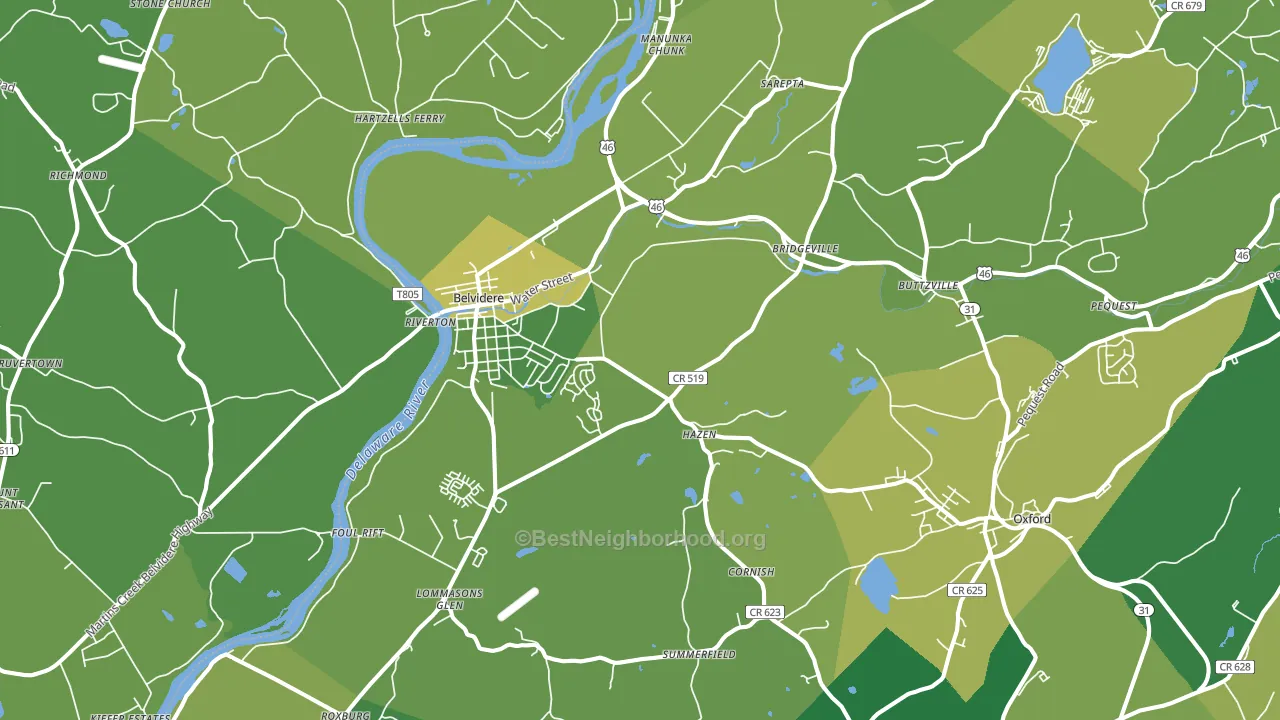 Belvidere, NJ block-group voter-turnout map