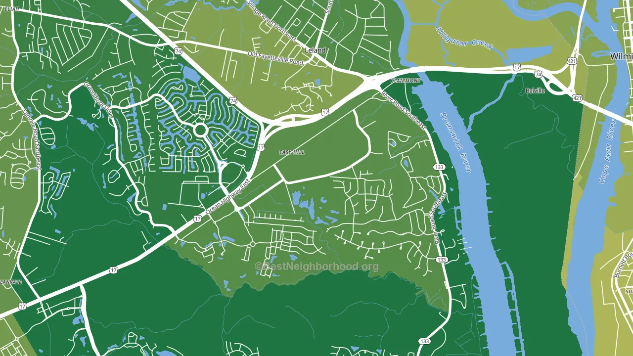 Belville, NC block-group voter-turnout map