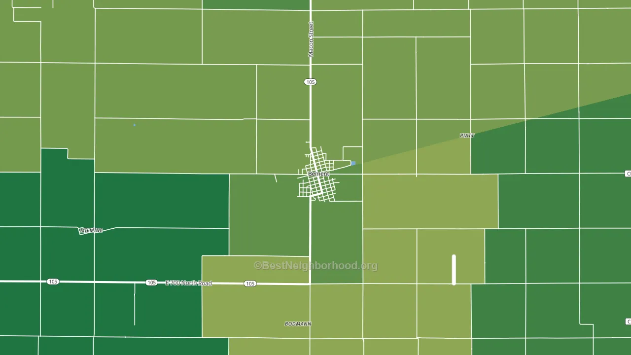 Bement, IL block-group voter-turnout map