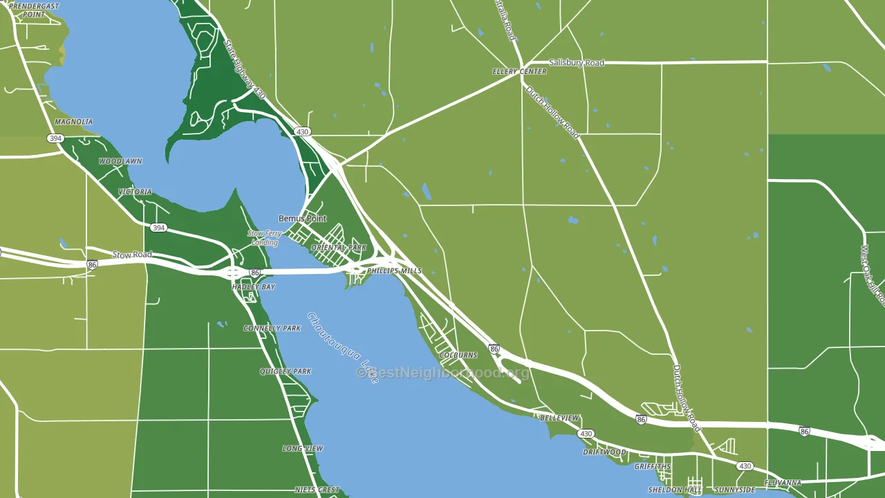 Bemus Point, NY block-group voter-turnout map
