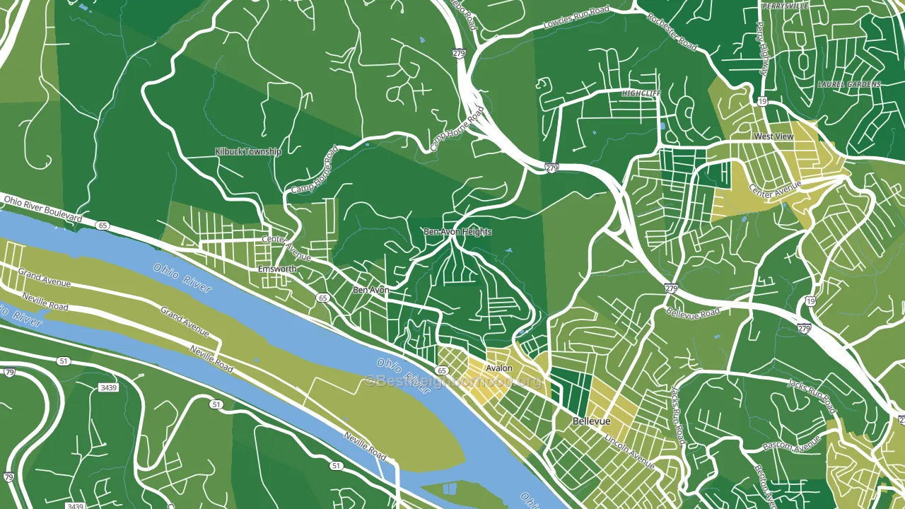 Ben Avon Heights, PA block-group voter-turnout map