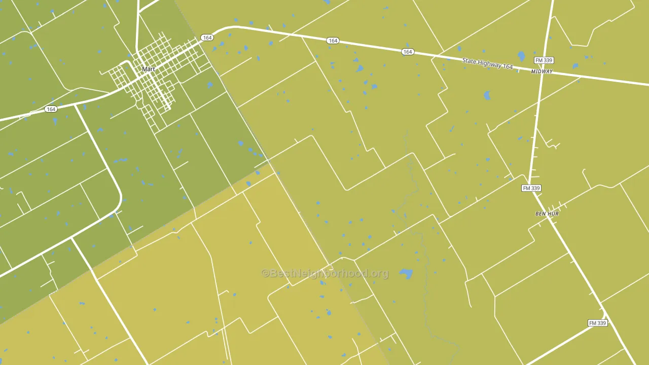 Ben Hur, TX block-group voter-turnout map