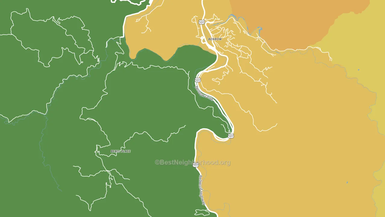 Benbow, CA block-group voter-turnout map