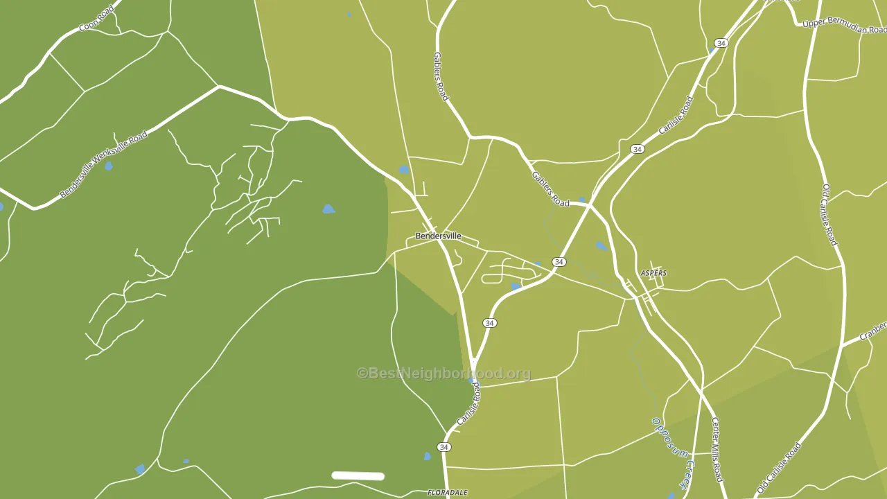 Bendersville, PA block-group voter-turnout map