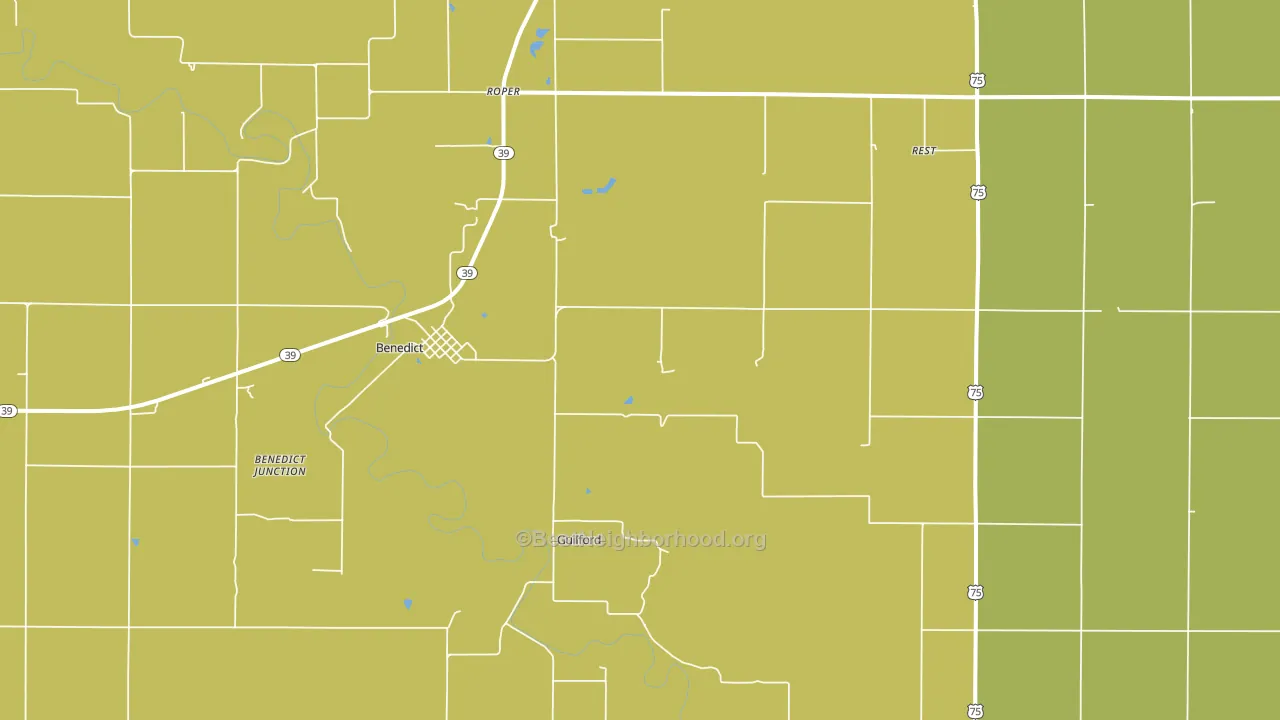 Benedict, KS block-group voter-turnout map