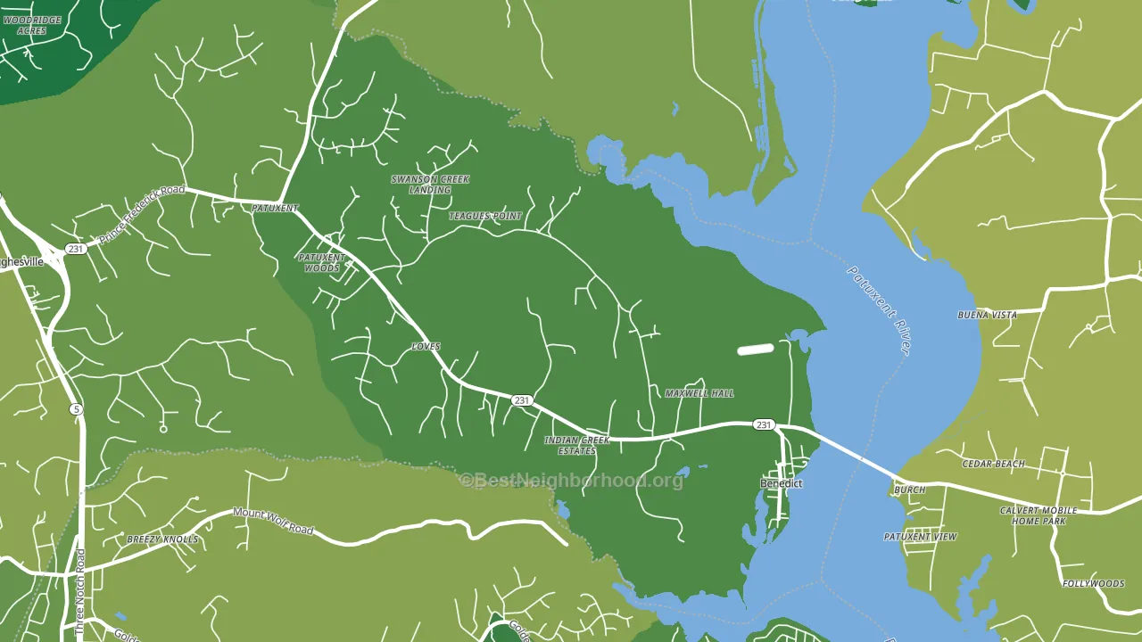 Benedict, MD block-group voter-turnout map