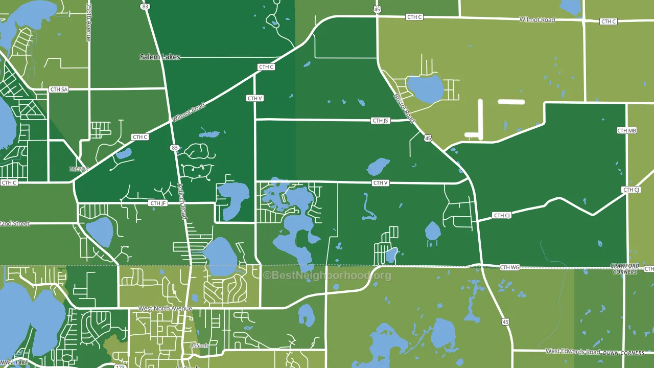 Benet Lake, WI block-group voter-turnout map