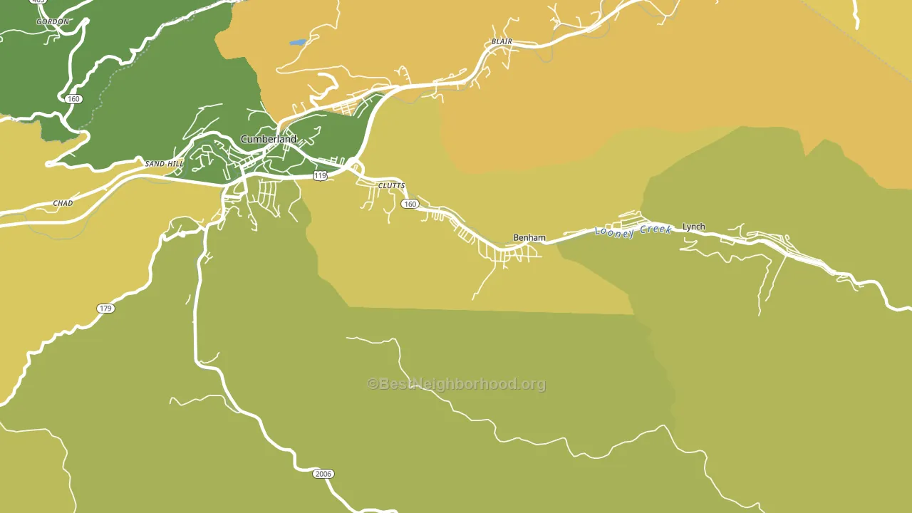Benham, KY block-group voter-turnout map