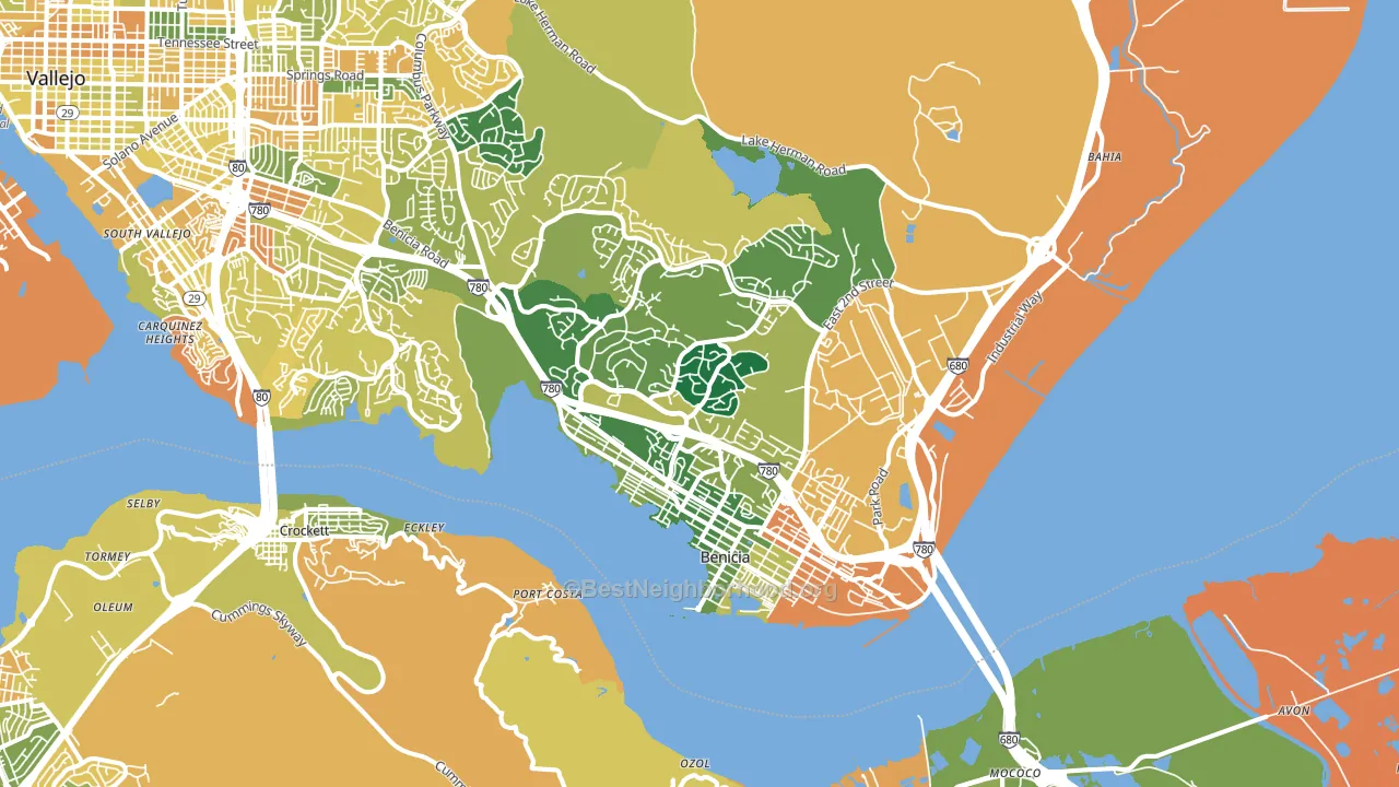 Benicia, CA block-group voter-turnout map
