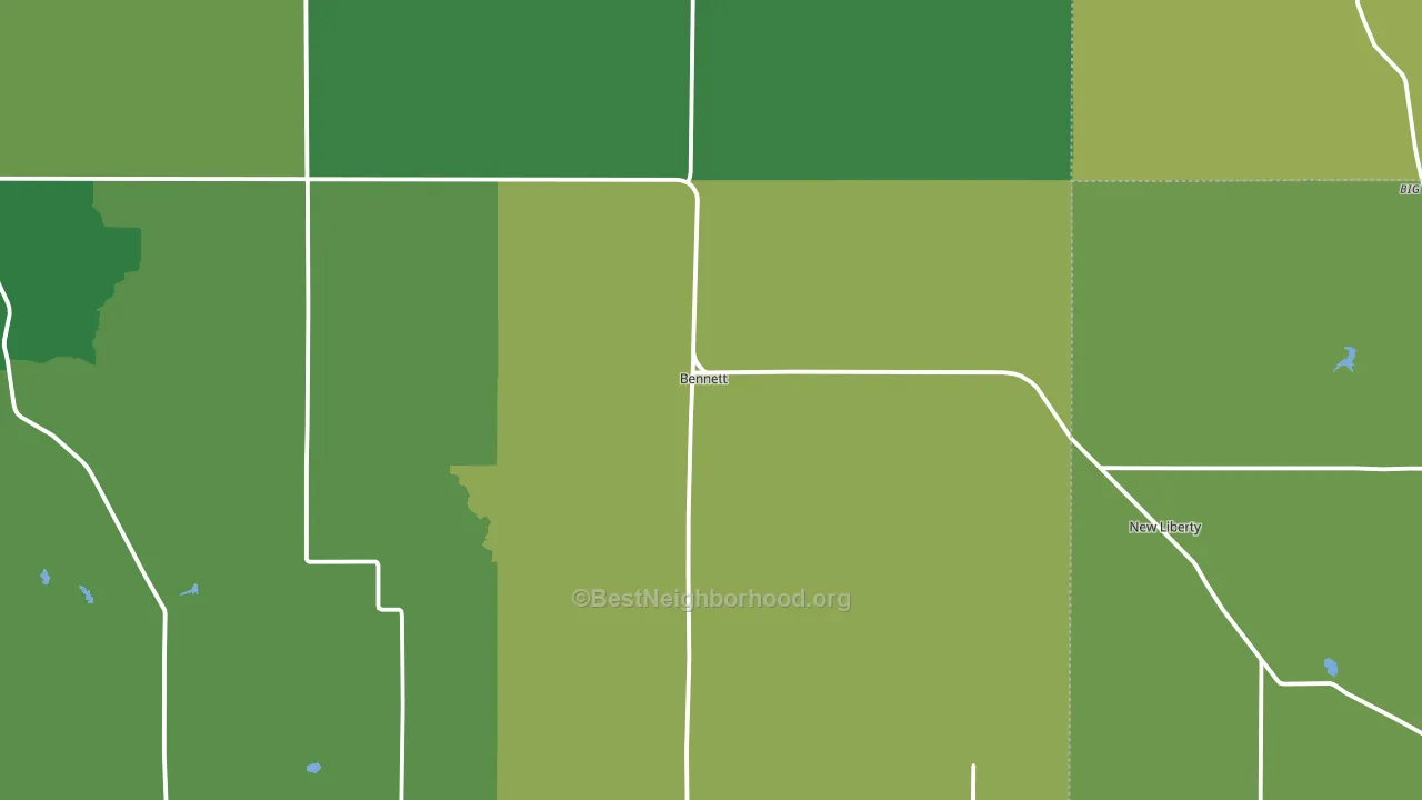 Bennett, IA block-group voter-turnout map