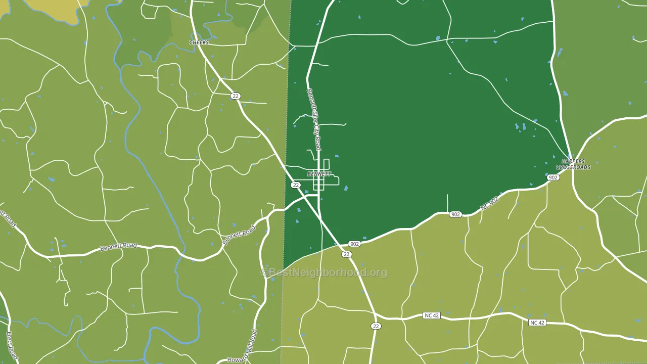 Bennett, NC block-group voter-turnout map