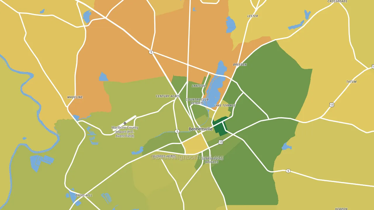 Bennettsville, SC block-group voter-turnout map