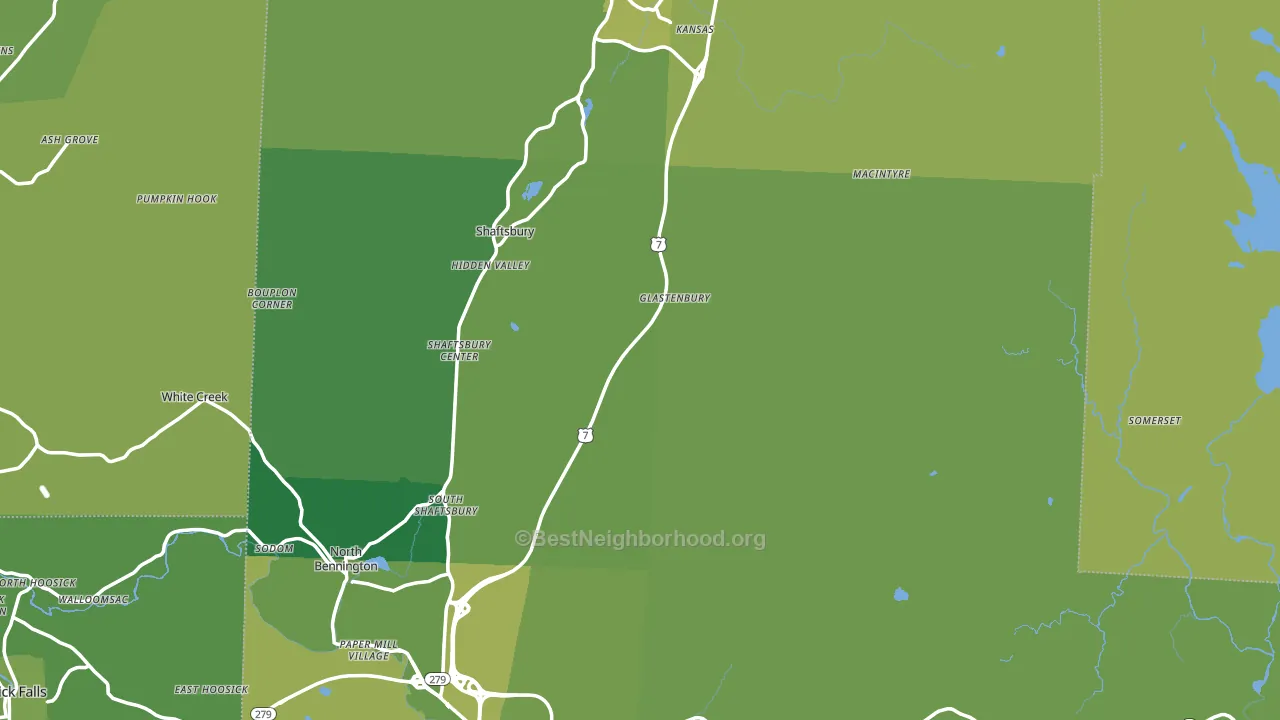Bennington County, VT block-group voter-turnout map
