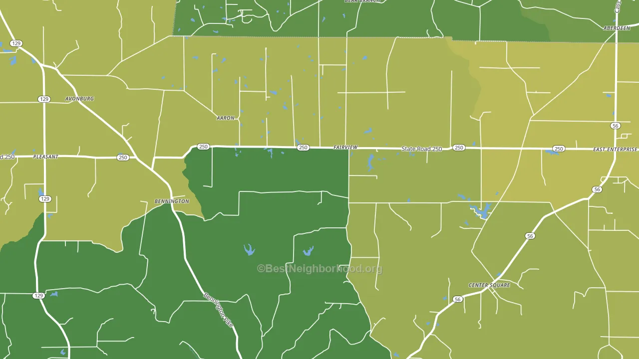 Bennington, IN block-group voter-turnout map