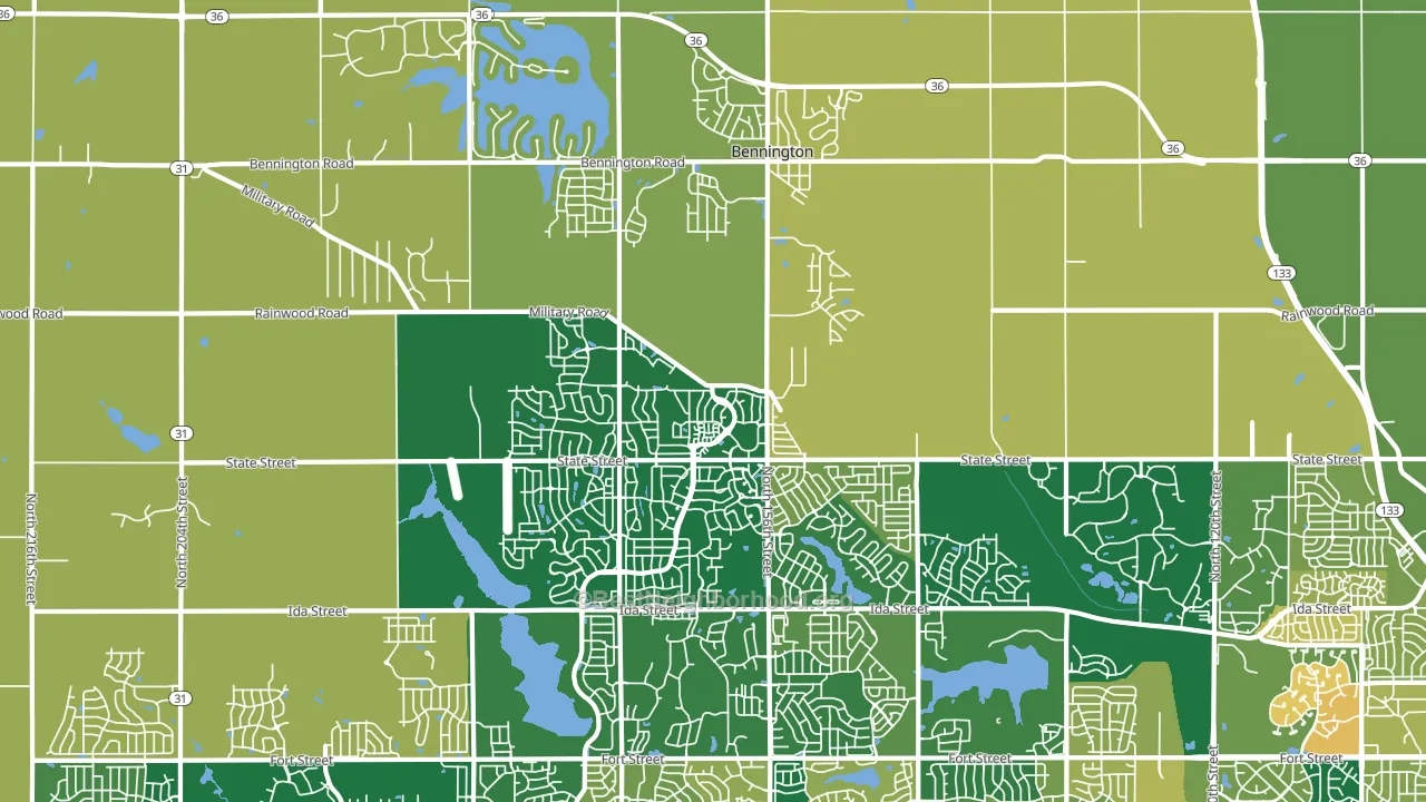 Bennington, NE block-group voter-turnout map