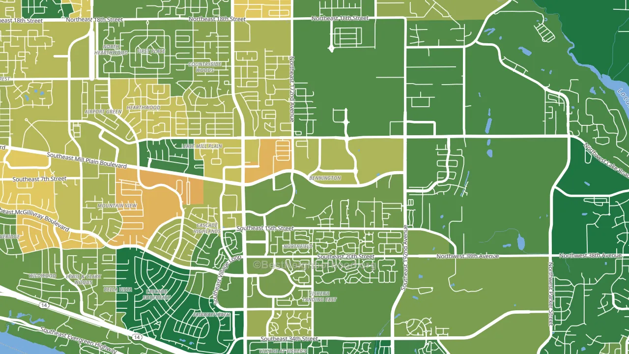 Bennington, Vancouver, WA block-group voter-turnout map