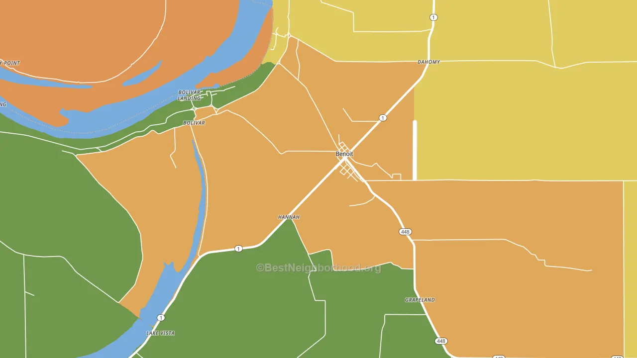 Benoit, MS block-group voter-turnout map