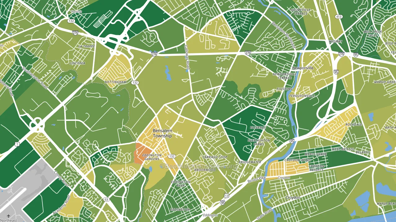 Bensalem, PA block-group voter-turnout map