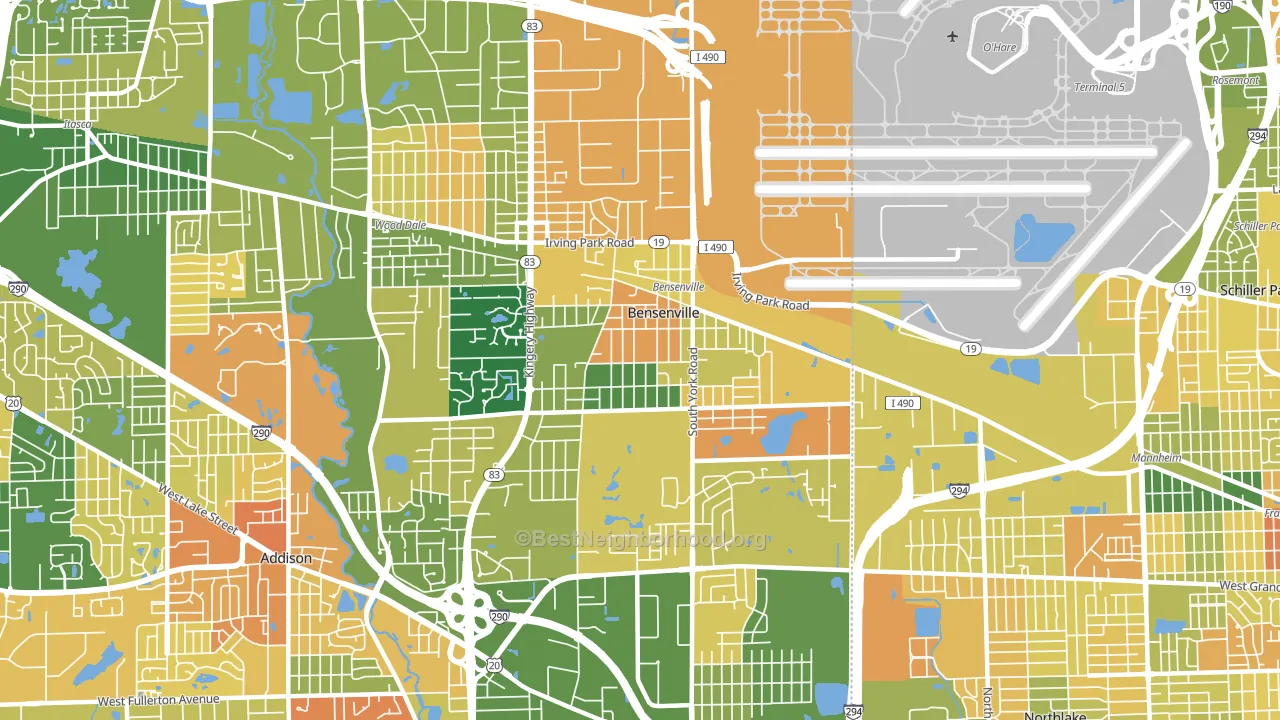Bensenville, IL block-group voter-turnout map