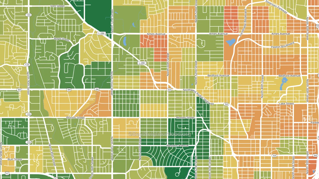 Benson, Omaha, NE block-group voter-turnout map