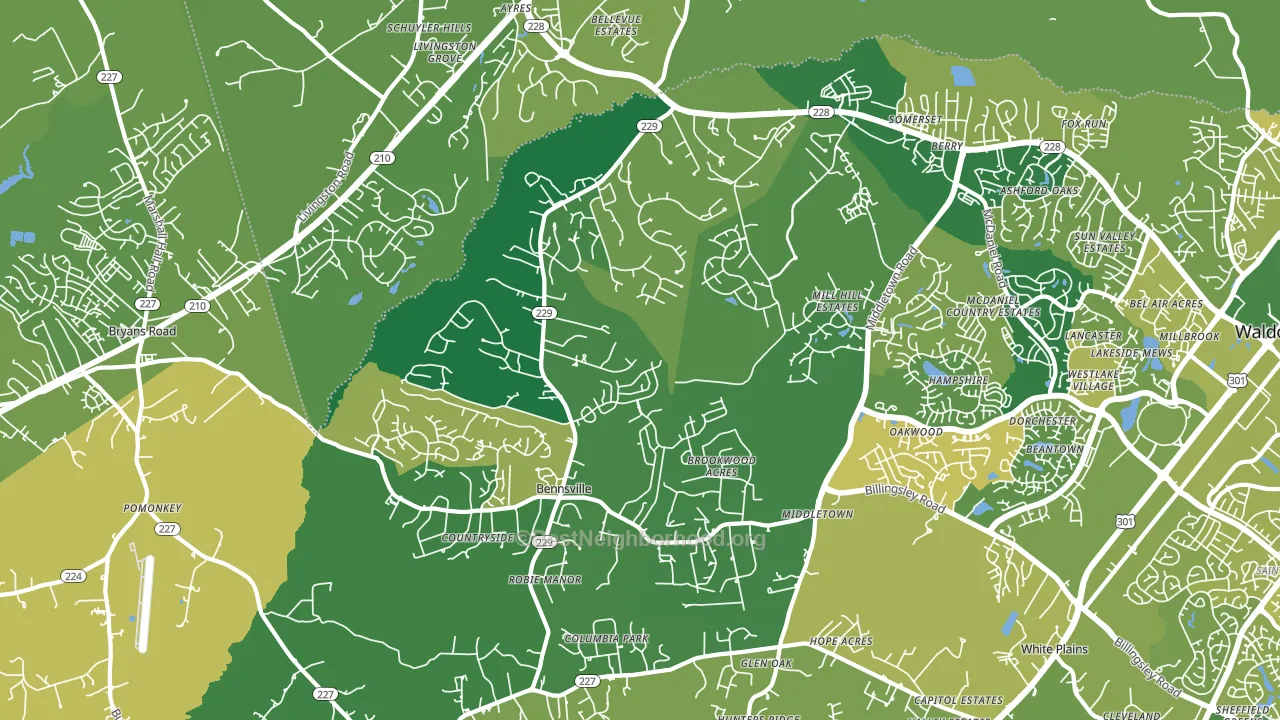 Bensville, Waldorf, MD block-group voter-turnout map