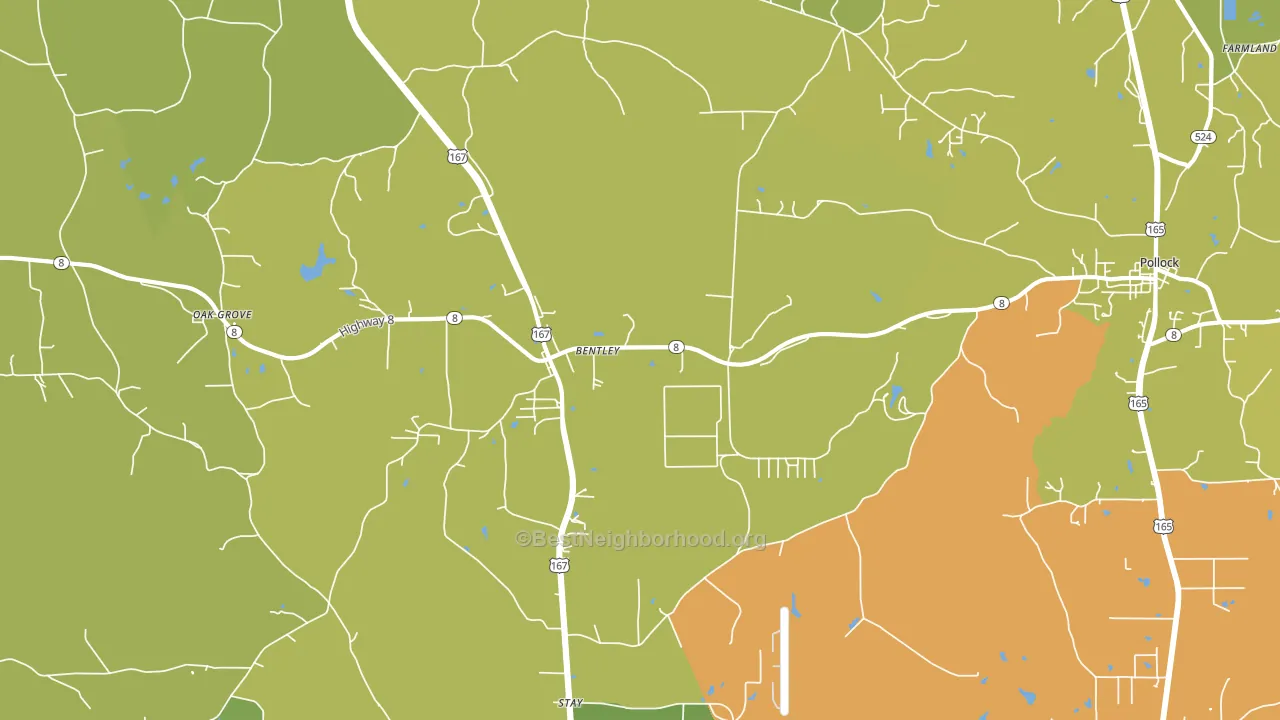 Bentley, LA block-group voter-turnout map