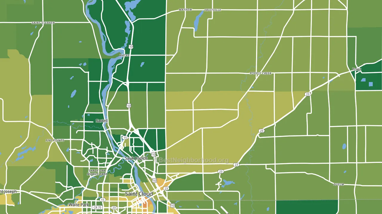Benton County, MN block-group voter-turnout map