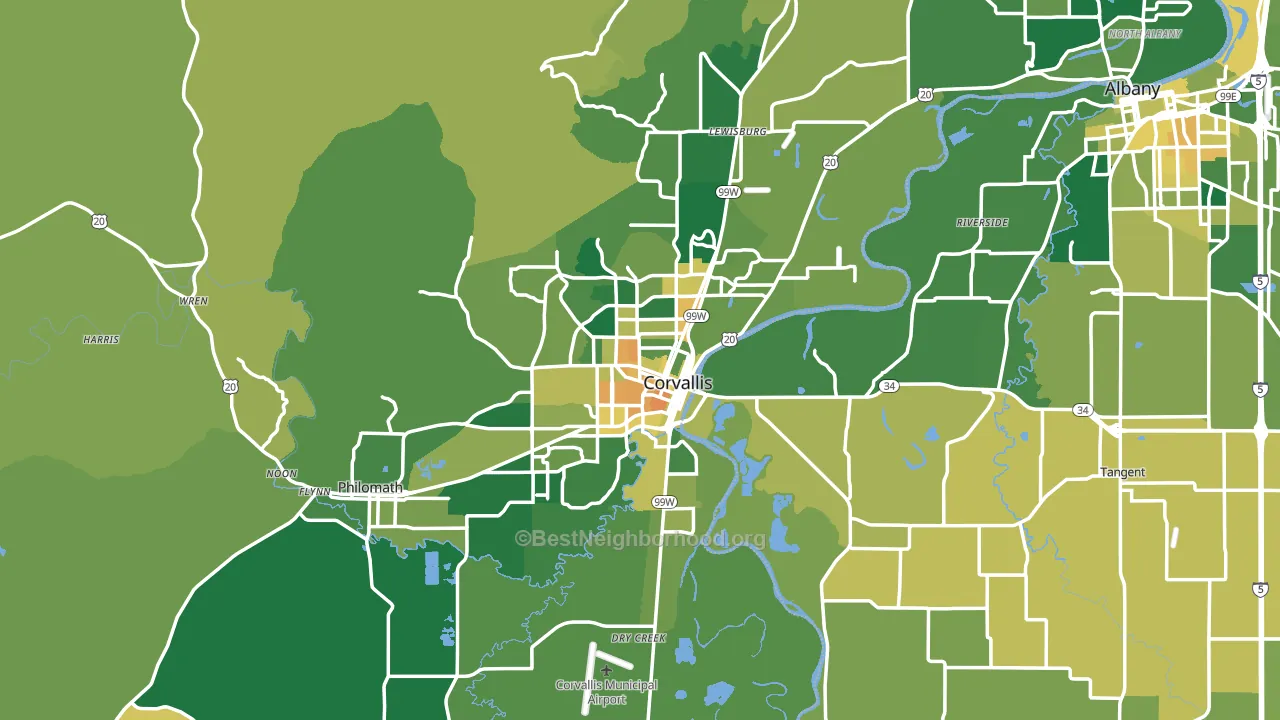 Benton County, OR block-group voter-turnout map